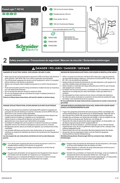schneider施耐德PowerLogic RD192 安装说明